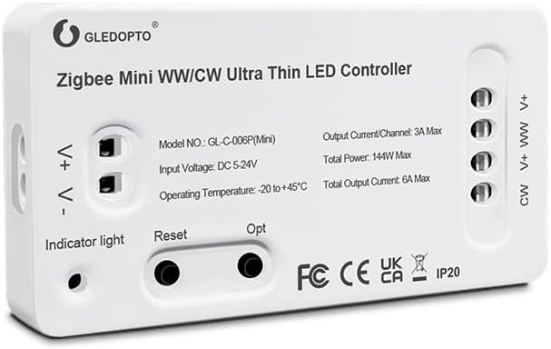 GLEDOPTO Contrôleur Zigbee CCT WW/CW (GL-C-006P Mini)